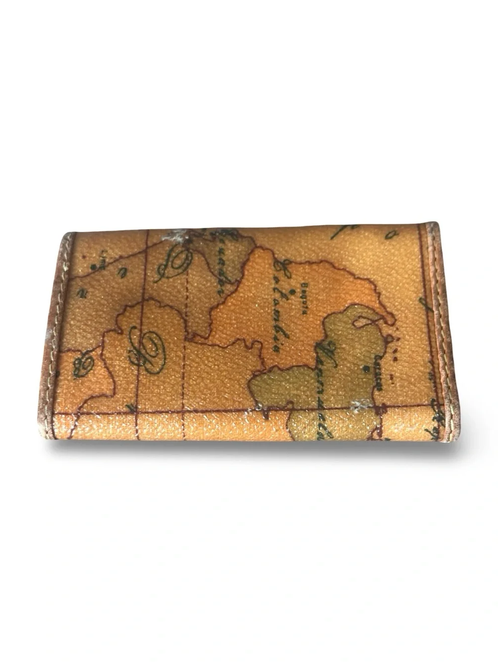 Alviero Martini Map-Print Card & Key Holder - Tan